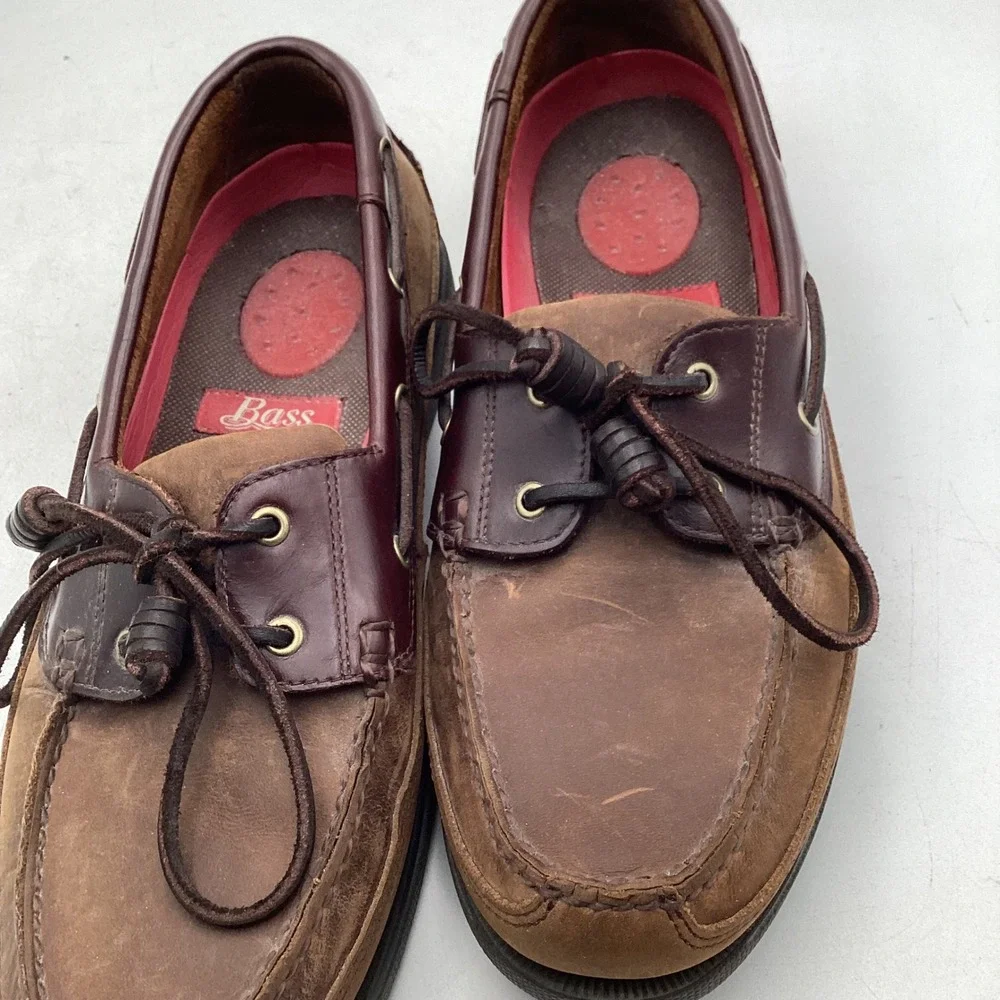 Bass Harry‎ II Mens 10.5 M Brown Leather Boat Shoes Loafers 1670-230 Deck Shoes